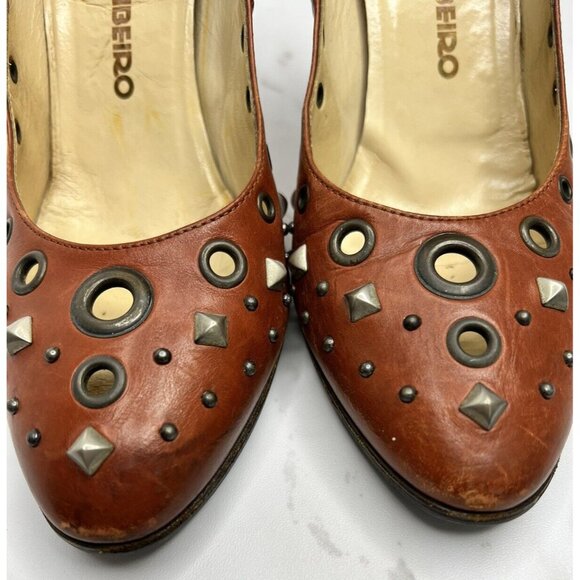 Clements Ribeiro Studded Grommet Heels Size 39 EU 9 US - Picture 4 of 16